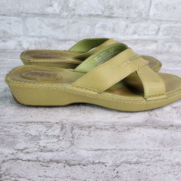 Timberland Smart Comfort System Green Leather Slip On Sandals US 9 M - Picture 7 of 11